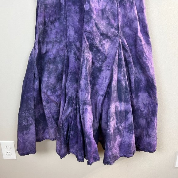 Vintage Phool Maxi Dress Large Purple 3/4 Sleeve Tie Dye Hippie Boho Cotton - Picture 3 of 11